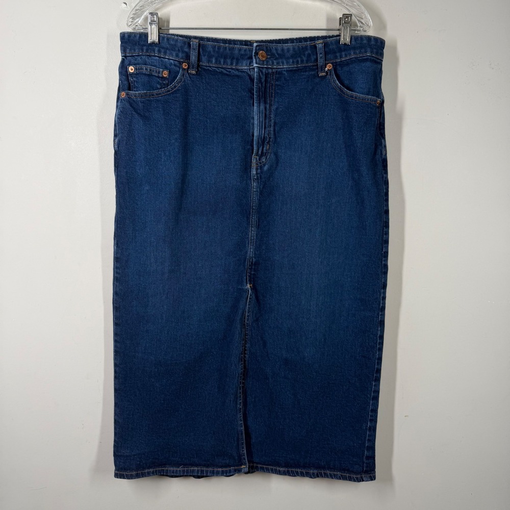 Gap Icon Maxi Skirt Womens Sz 16 33 Dark Wash Indigo Denim Long Slit 826729-00